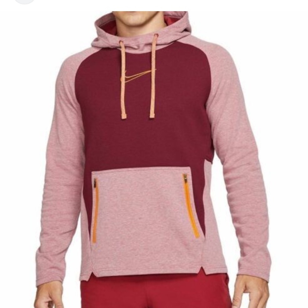 Nike Men's Red and Pink Therma Fit Hoodie